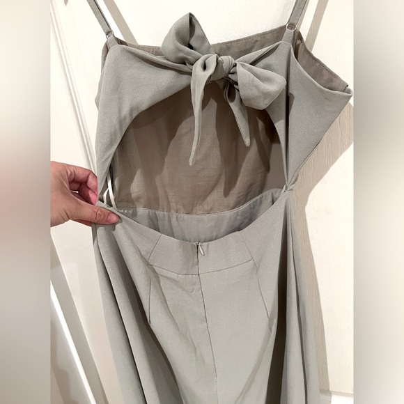 Mura Boutique tie back jumpsuit in light khaki - Picture 6 of 7